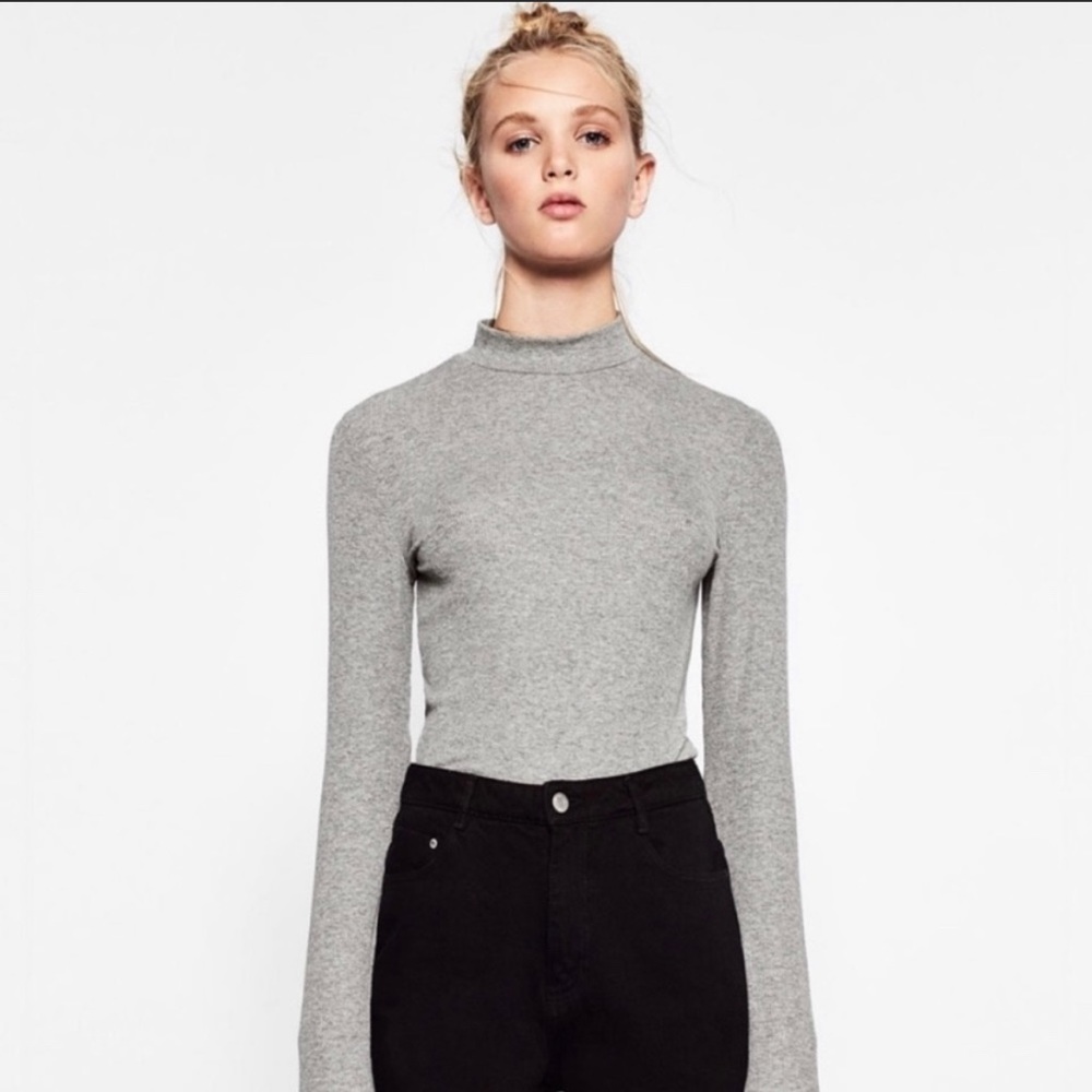 Zara Long Sleeve Mock Neck Sweater